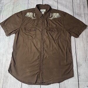 American Rag Brown Button Up Polo Shirt Large Pre-Owned